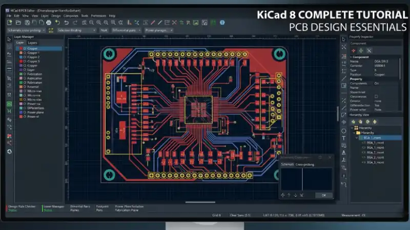 KiCad 8 Complete Tutorial: From Schematic to Gerber in One Session