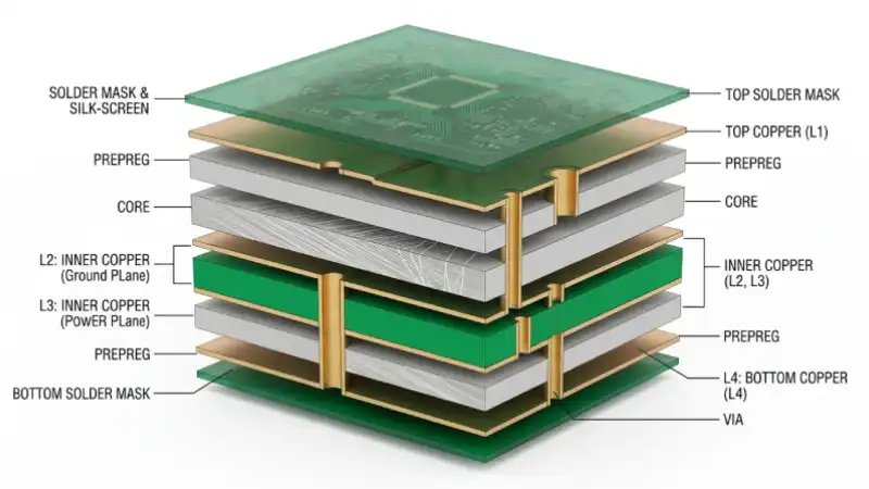 Understanding PCB Layer Stack-Up: 2, 4 and 6 Layers Explained
